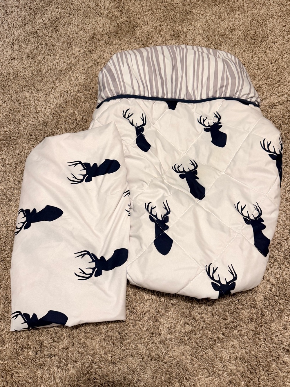 White Baby mattress sheet and changin pad cover with Navy Deer Silhouettes